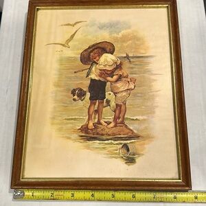 Vintage HARRIET M. BENNET “Le Petite Frere” Framed Print 9x11”